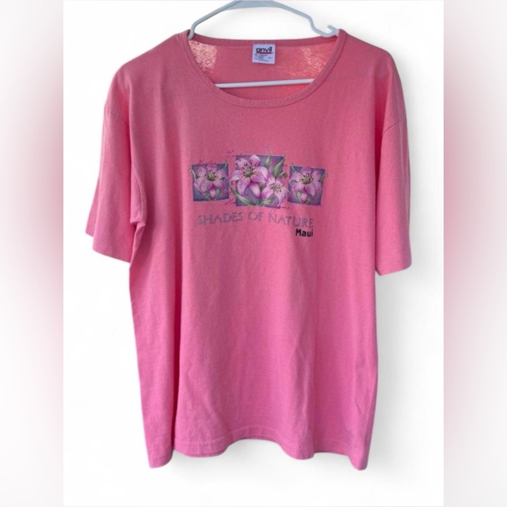 Vintage 90s Single Stitch Anvil “Shades of Nature” Maui Floral Tee Size L